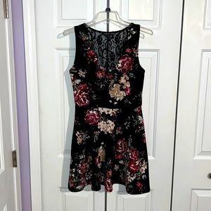 Black/Floral Fit and Flare Dress